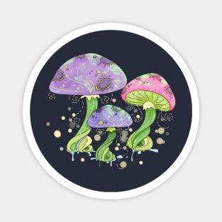 Mushrooms Colorful Pinks Purples Magnet